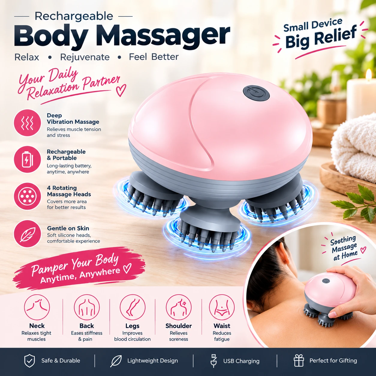 Vibrating Electric Head & Scalp Massager - AS3